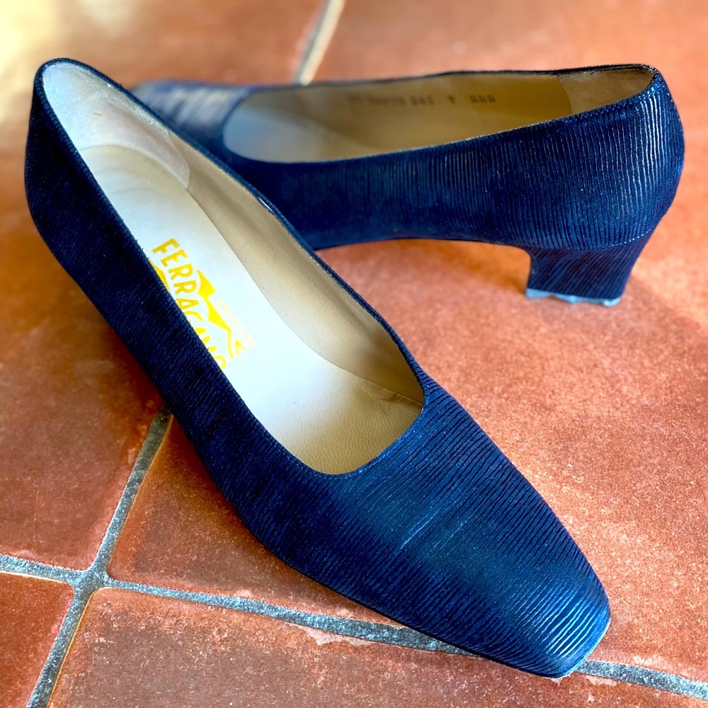 Salvatore Ferragamo | Vintage Navy Loafer Heels